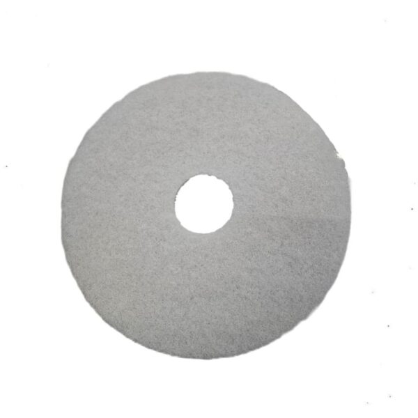 White 17-inch floor polishing pad for light cleaning and final finishing on hard floors.