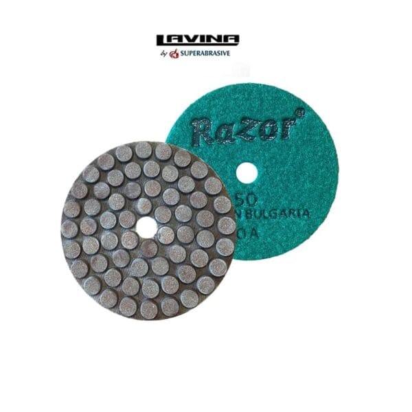 Razor ceramic pad for concrete edge grinding