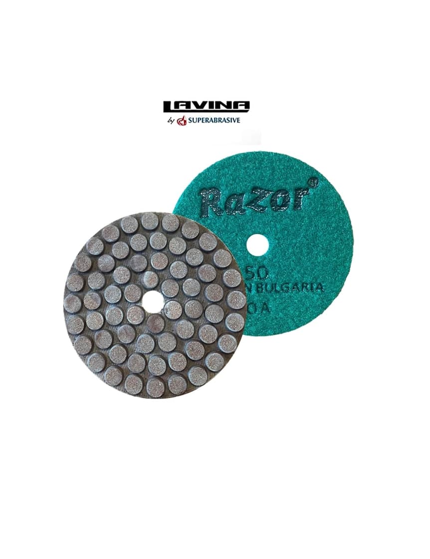 Razor ceramic pad for concrete edge grinding
