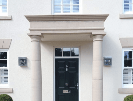 Exterior architectural stone after professional cleaning
