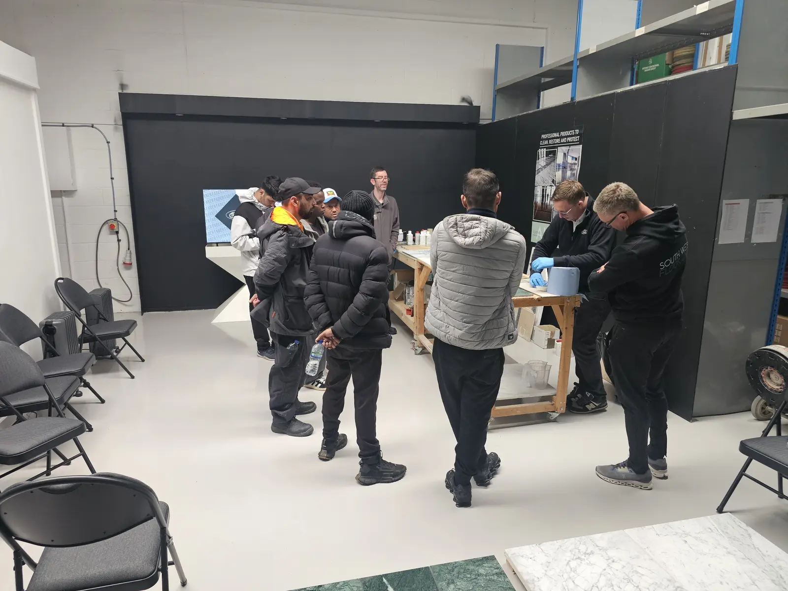 Professional tile restoration workshop at AK Surface Solutions
